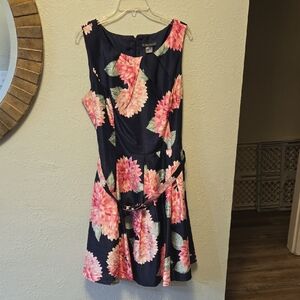 Jessica Howard Navy Dress with Pink Floral Pattern